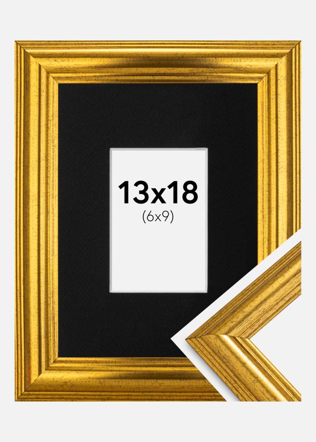 Ramă Västkusten Auriu 13x18 cm - Paspartu Negru 7x10 cm