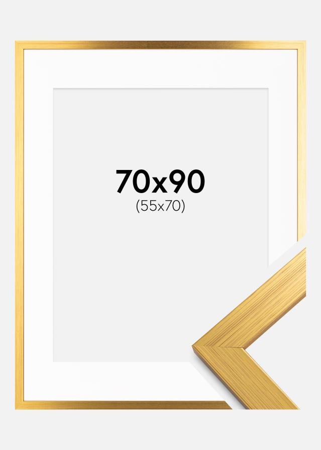 Ramă Gold Wood 70x90 cm - Paspartu Alb 56x71 cm