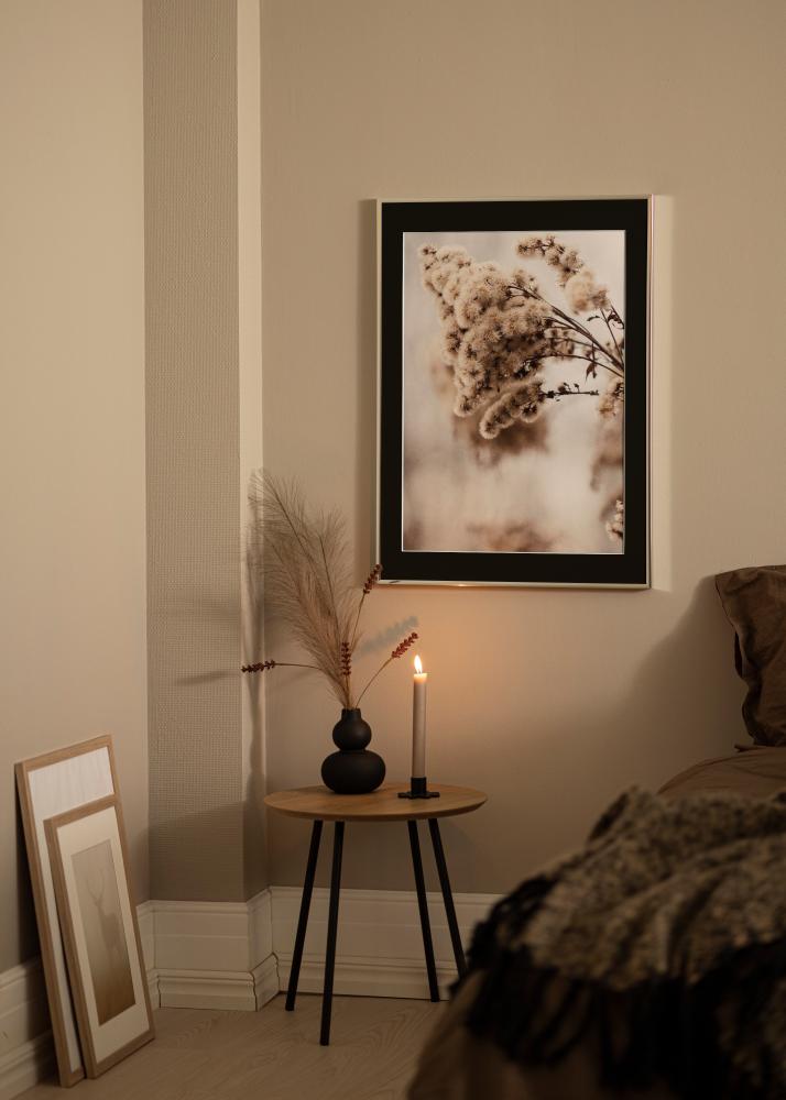 Ramă Aluminiu Argintiu sidefat 70x100 cm - Paspartu Negru 62x85 cm