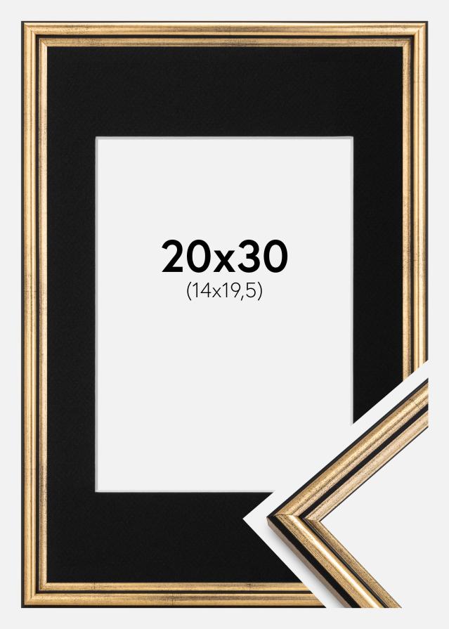 Ramă Horndal Auriu 20x30 cm - Paspartu Negru 15x21 cm (A5)