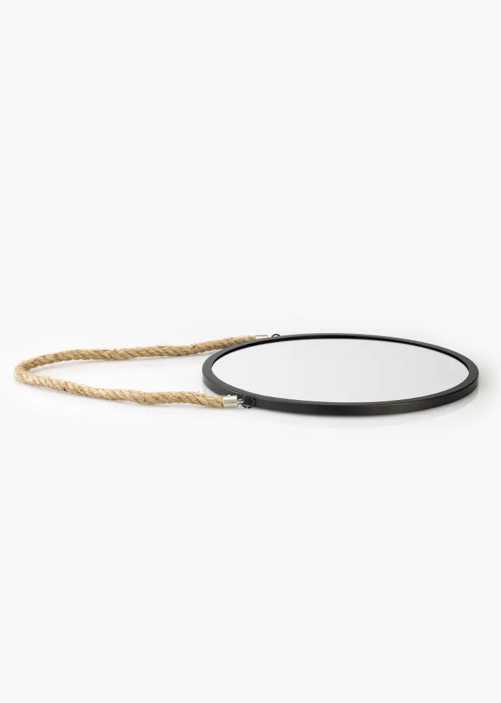 KAILA Rotund Oglindă Rope - Negru 30 cm Ø