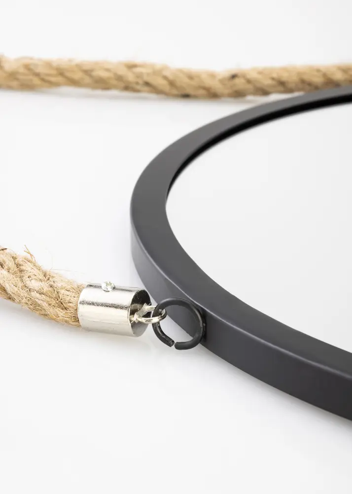 KAILA Rotund Oglindă Rope - Negru 30 cm Ø