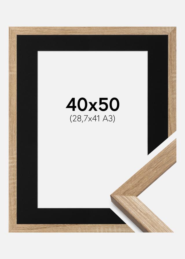 Ramă Fiorito Stejar deschis 40x50 cm - Paspartu Negru 29,7x42 cm (A3)