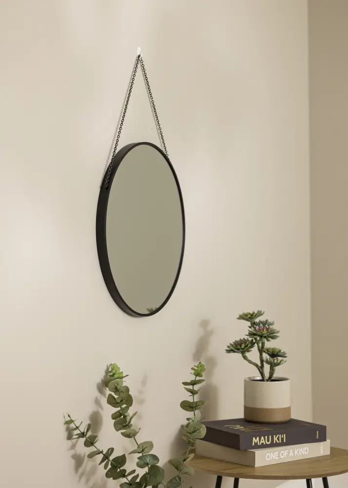 Rotund Oglindă Modern Deep Negru 50 cm Ø
