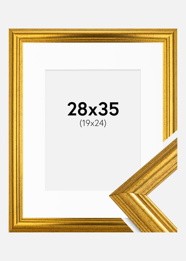 Ramă Västkusten Auriu 28x35 cm - Paspartu Alb 20x25 cm