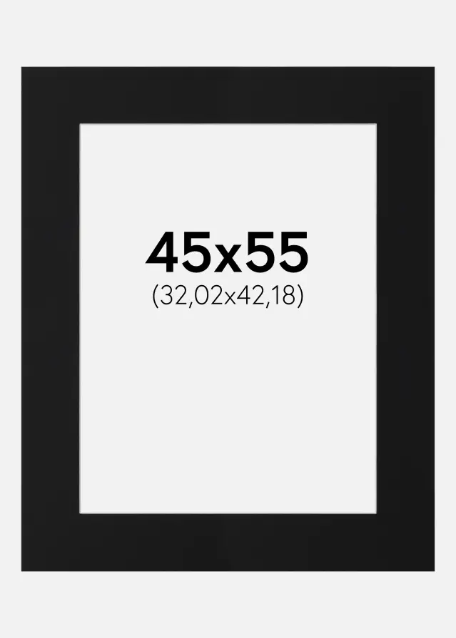 Paspartu Negru Standard (Miez Alb) 45x55 cm (32,02x42,18)