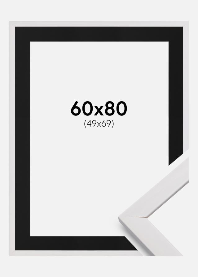 Ramă Stilată Alb 60x80 cm - Paspartu Negru 50x70 cm
