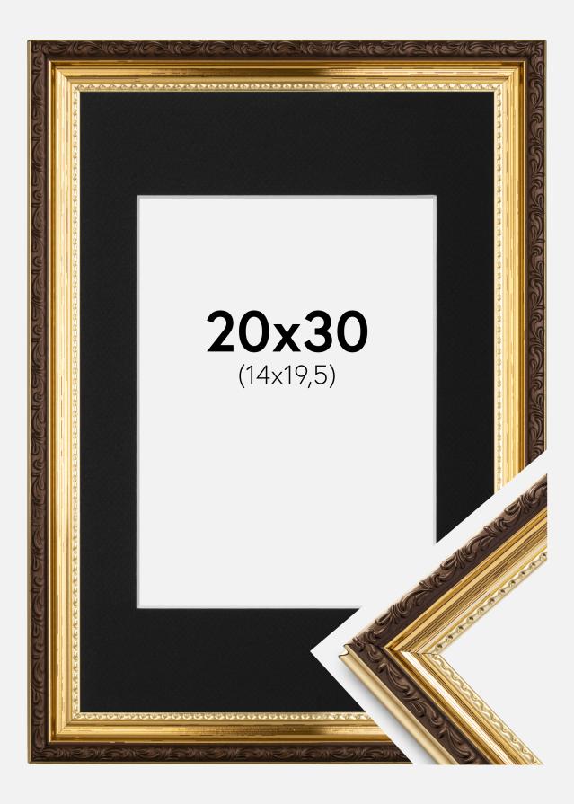 Ramă Abisko Auriu 20x30 cm - Paspartu Negru 15x21 cm (A5)