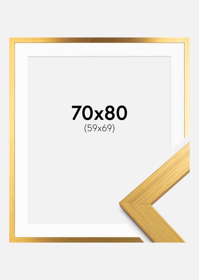 Ramă Gold Wood 70x80 cm - Paspartu Alb 60x70 cm