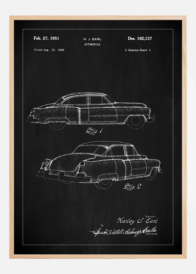 Schiță - Cadillac în - Negru Poster