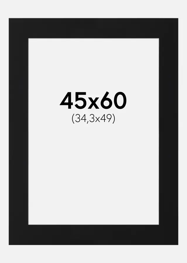 Paspartu Negru Standard (Miez Alb) 45x60 cm (34,3x49)