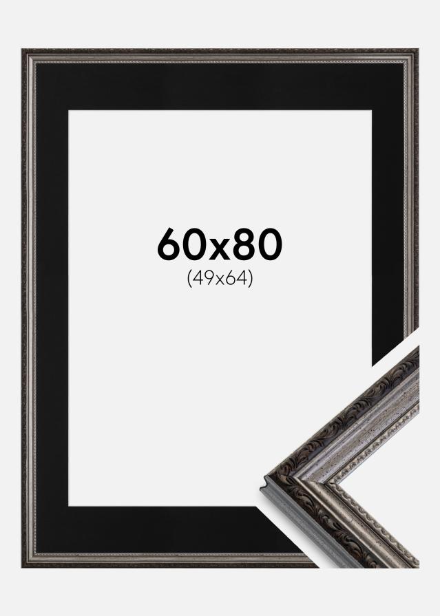 Ramă Abisko Argintiu 60x80 cm - Paspartu Negru 50x65 cm