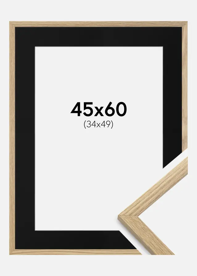 Ramă Trendy Stejar 45x60 cm - Paspartu Negru 35x50 cm