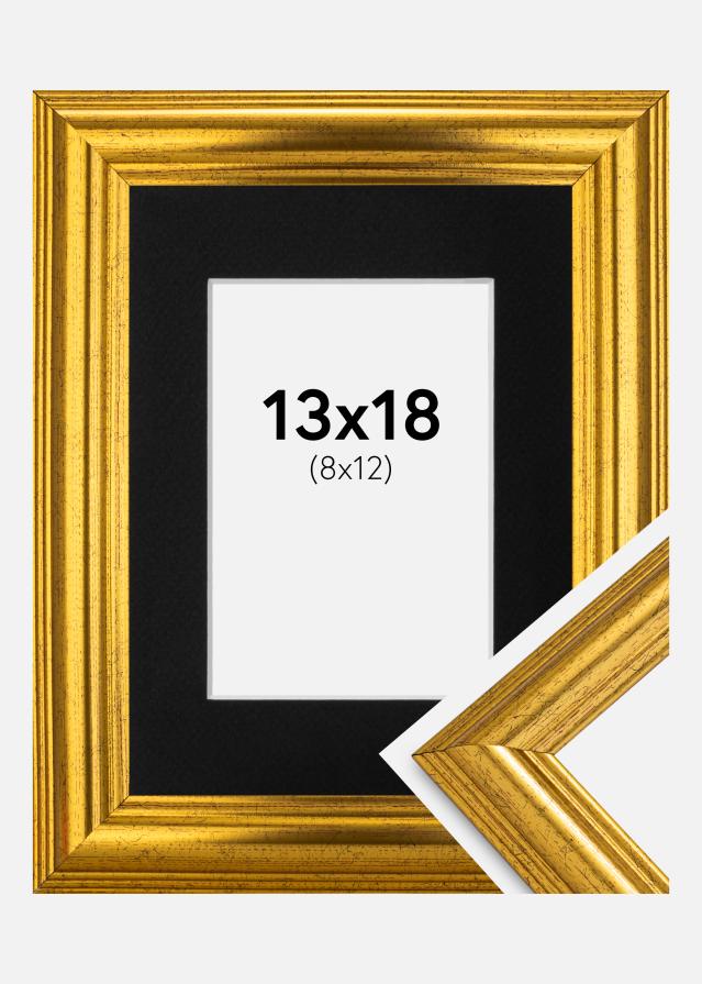 Ramă Västkusten Auriu 13x18 cm - Paspartu Negru 9x13 cm