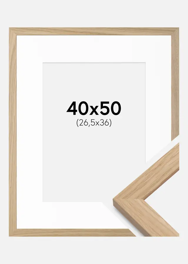 Ramă Oak Wood 40x50 cm - Paspartu Alb 27,5x37 cm