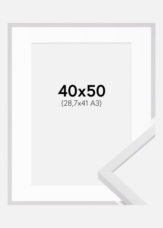 Ramă E-Line Alb 40x50 cm - Paspartu Alb 29,7x42 cm (A3)