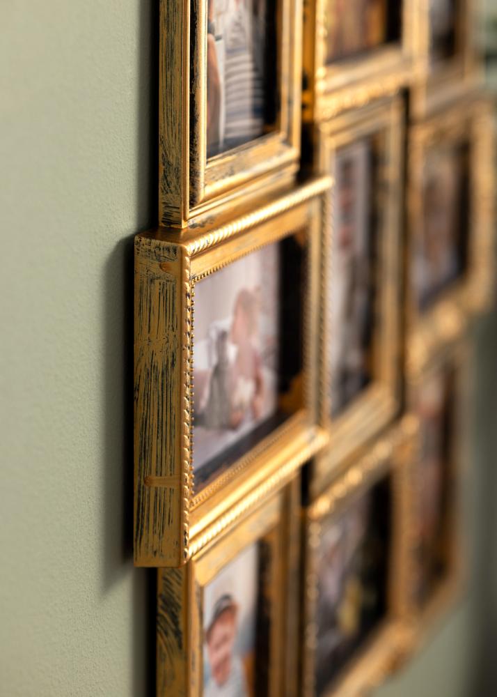 Retro Ramă pentru colaj Auriu mat - 12 Fotografii