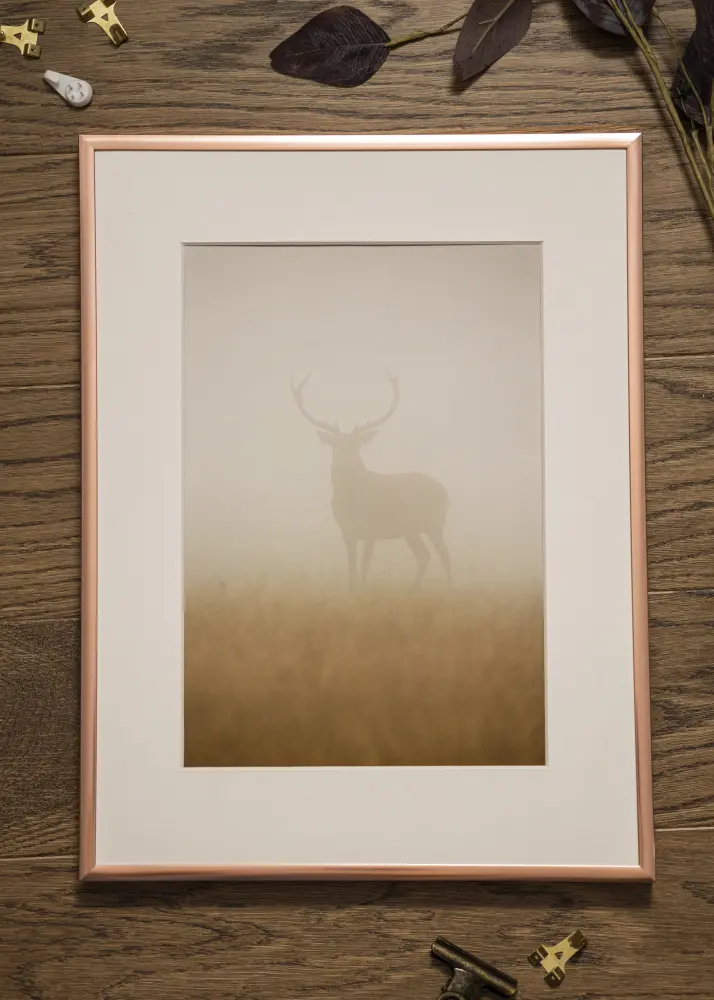 Ramă Poster Frame Aluminum Roz auriu 70x100 cm - Paspartu Alb 61x91,5 cm