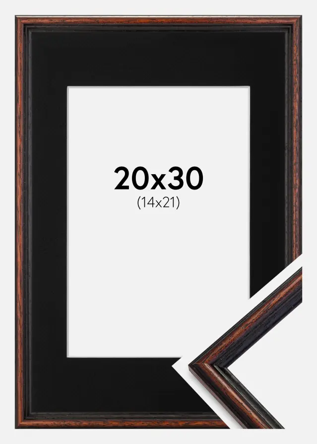 Ramă Horndal Nuc 20x30 cm - Paspartu Negru 15x22 cm