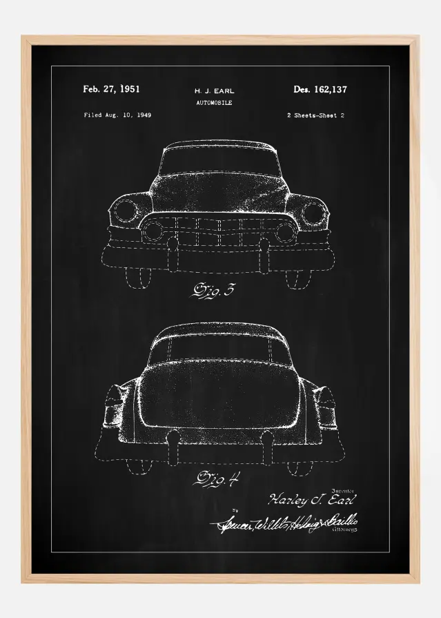 Schiță - Cadillac II - Negru Poster