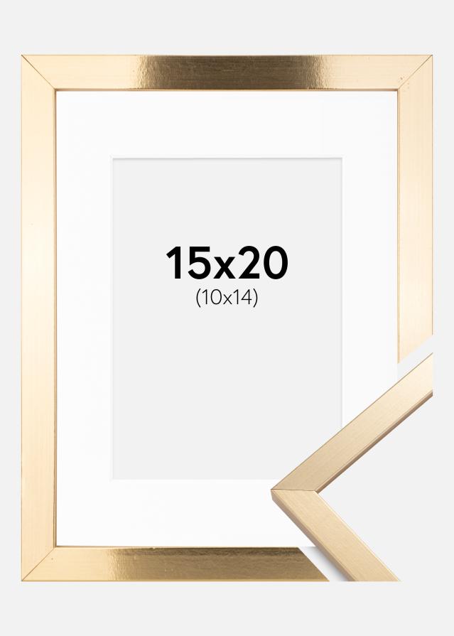 Ramă Trendy Auriu 15x20 cm - Paspartu Alb 11x15 cm