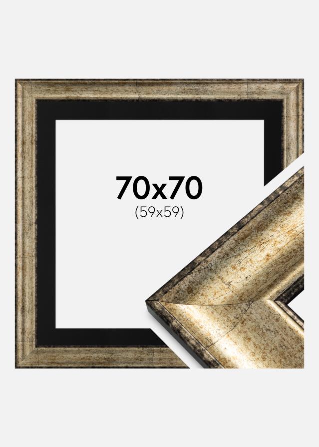 Ramă Saltsjöbaden Auriu antic 70x70 cm - Paspartu Negru 60x60 cm