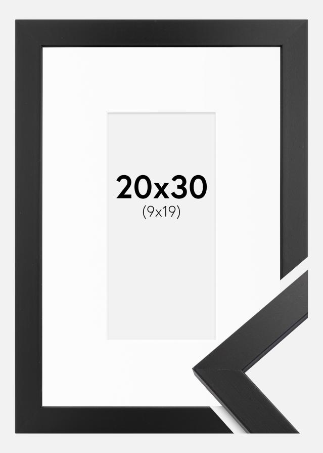 Ramă Black Wood 20x30 cm - Paspartu Alb 10x20 cm