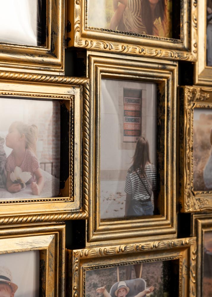 Retro Ramă pentru colaj Auriu mat - 12 Fotografii