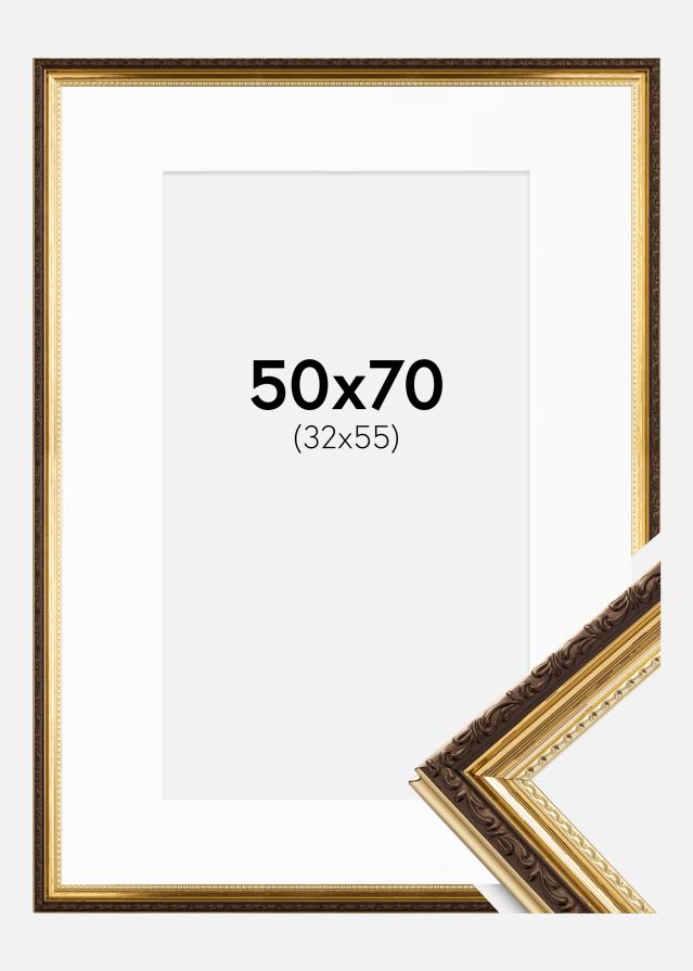 Ramă Abisko Auriu 50x70 cm - Paspartu Alb 33x56 cm