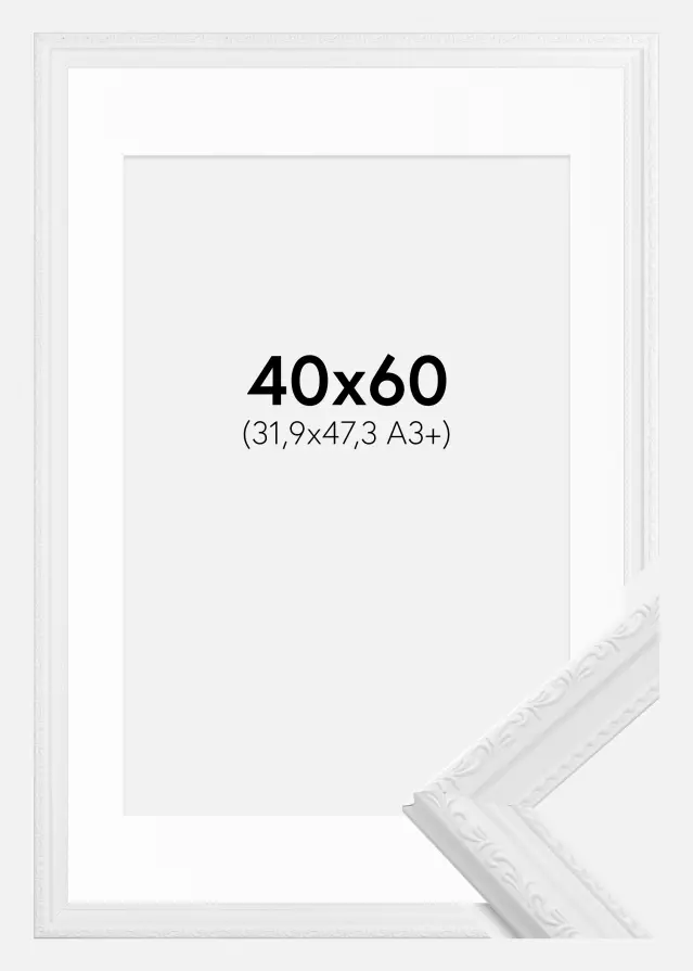 Ramă Abisko Alb 40x60 cm - Paspartu Alb 32,9x48,3 cm (A3+)