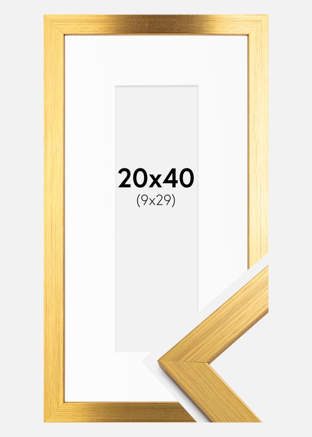 Ramă Gold Wood 20x40 cm - Paspartu Alb 10x30 cm