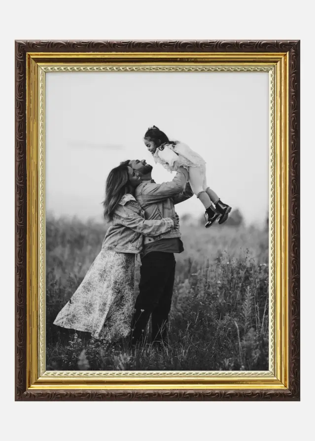 Pchet întreg fotografii - poză + ramă Auriu - S (18x24 cm)