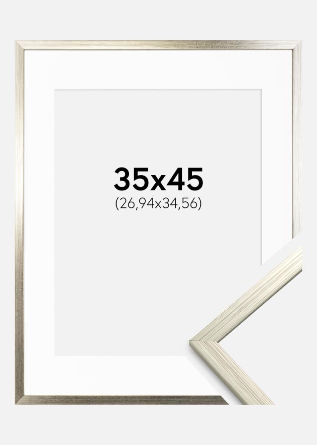 Ramă Edsbyn Argintiu 35x45 cm - Paspartu Alb 11x14 inches