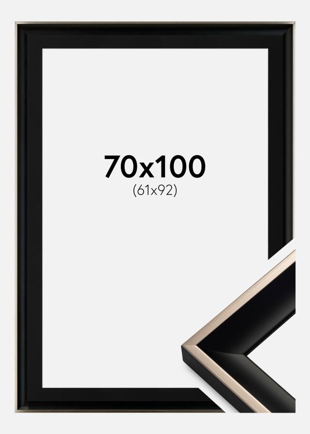 Ramă Öjaren Negru-Argintiu 70x100 cm - Paspartu Negru 62x93 cm