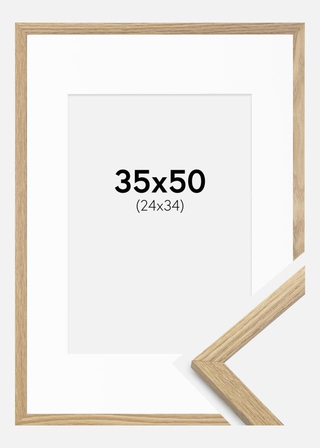Ramă Trendy Stejar 35x50 cm - Paspartu Alb 25x35 cm
