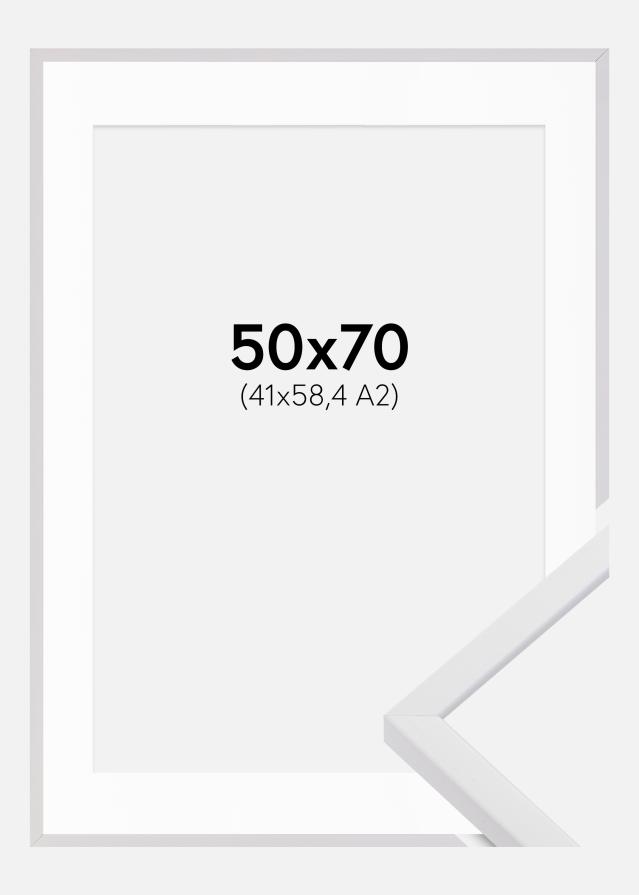 Ramă E-Line Alb 50x70 cm - Paspartu Alb 42x59,4 cm (A2)