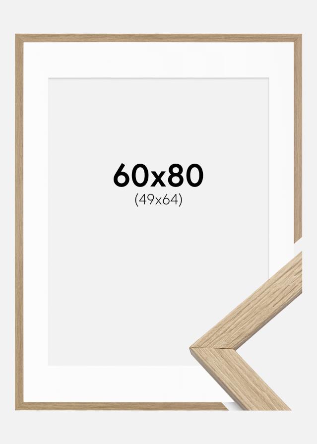 Ramă Stilată Stejar 60x80 cm - Paspartu Alb 50x65 cm