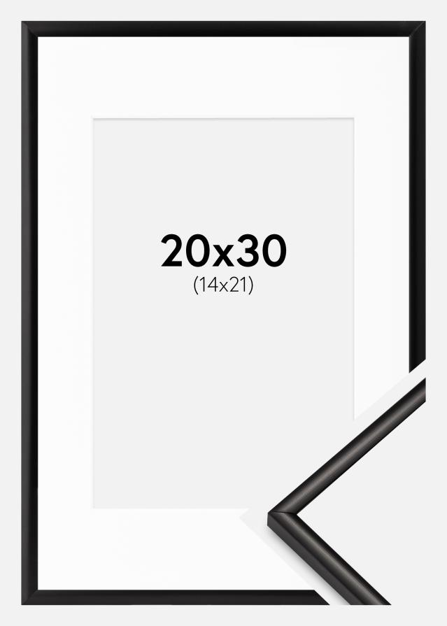 Ramă Scandi Negru mat 20x30 cm - Paspartu Alb 15x22 cm