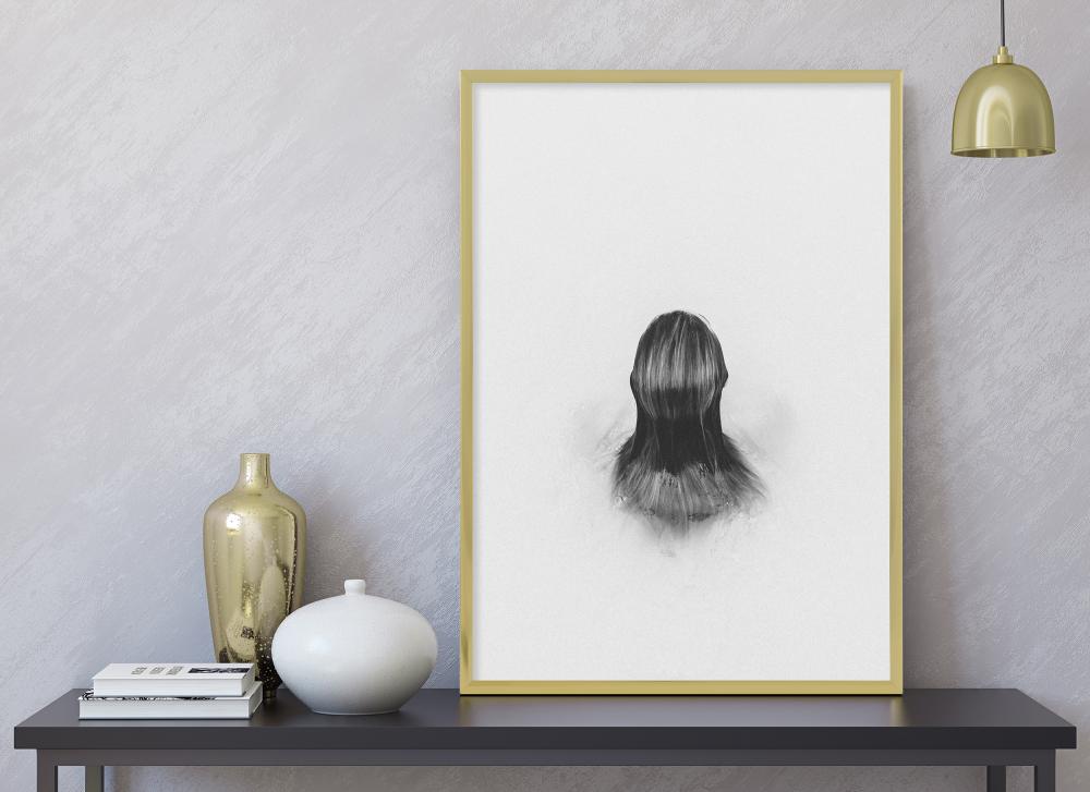 Ramă Poster Frame Aluminum Gold 60x80 cm - Paspartu Negru 50x60 cm
