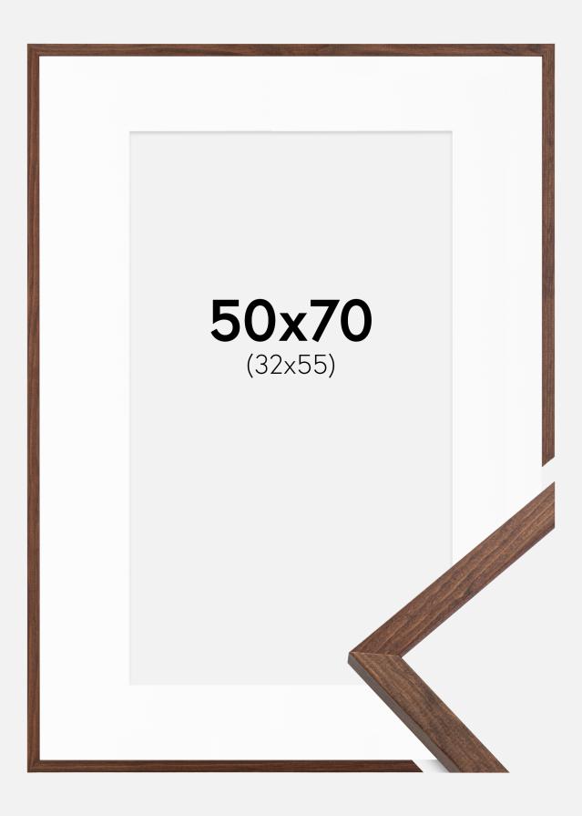 Ramă Galant Nuc 50x70 cm - Paspartu Alb 33x56 cm