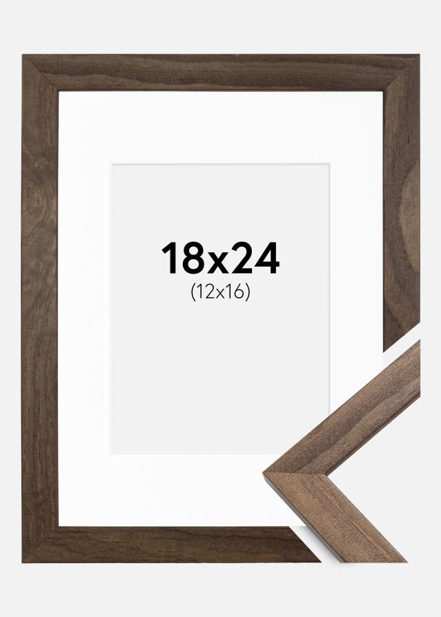 Ramă Stilată Nuc 18x24 cm - Paspartu Alb 13x17 cm