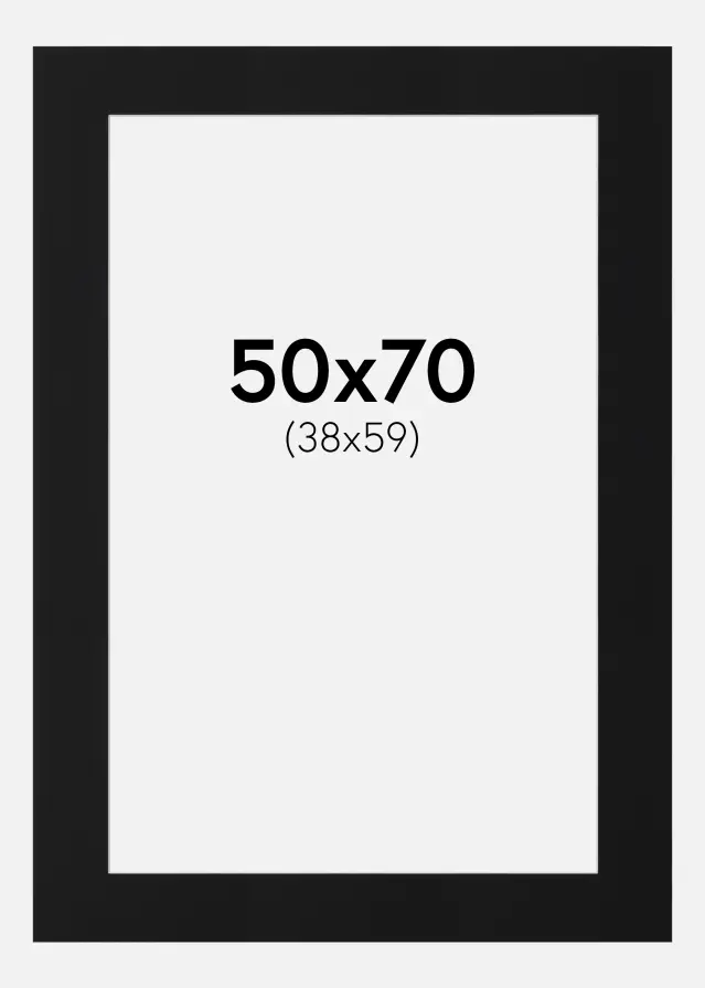 Paspartu Negru Standard (Miez Alb) 50x70 cm (38x59)