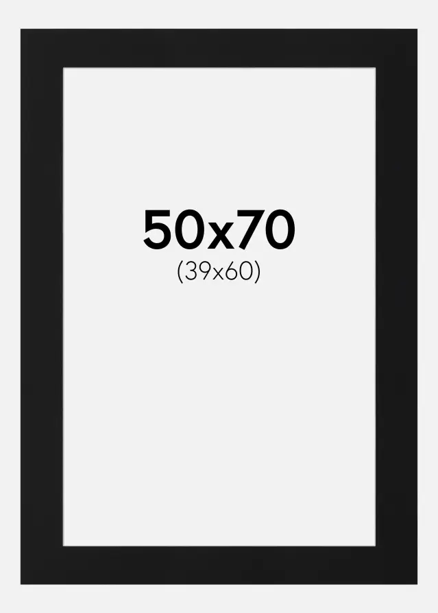 Paspartu Negru Standard (Miez Alb) 50x70 cm (39x60)