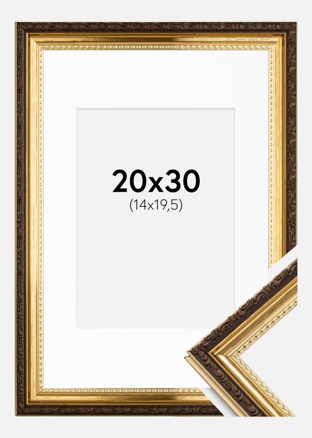 Ramă Abisko Auriu 20x30 cm - Paspartu Alb 15x21 cm (A5)