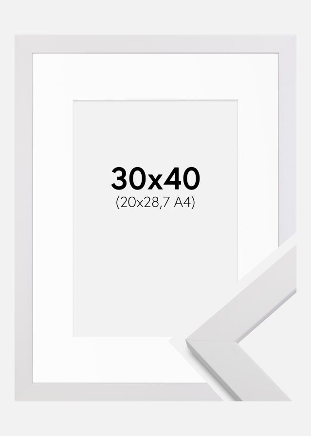 Ramă White Wood 30x40 cm - Paspartu Alb 21x29,7 cm (A4)