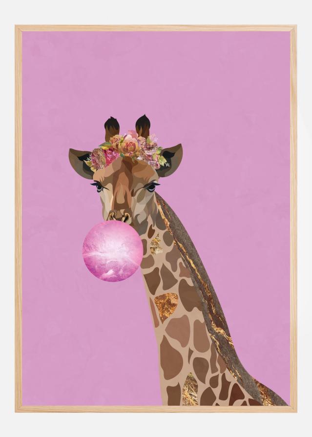 Giraffe pink bubblegum Poster