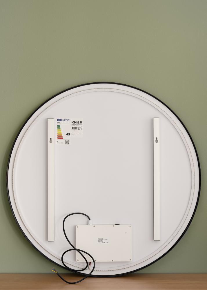 KAILA Oglindă Circle LED Negru 80 cm Ø