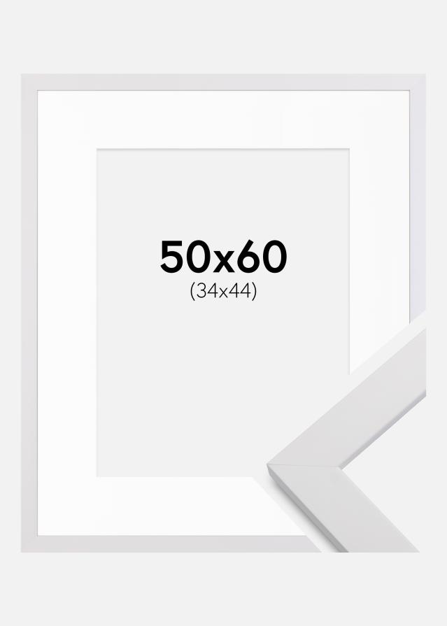 Ramă White Wood 50x60 cm - Paspartu Alb 35x45 cm