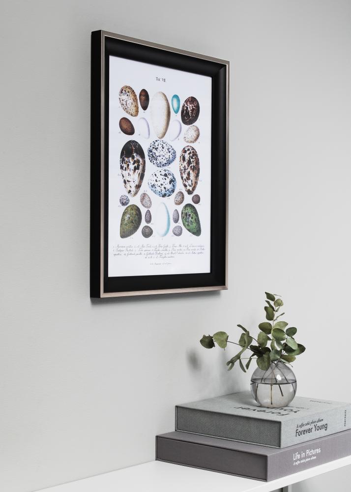 Ramă Öjaren Negru-Argintiu 70x100 cm - Paspartu Negru 59,4x84 cm (A1)