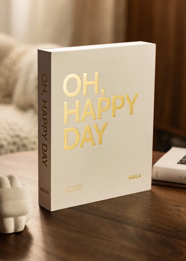 KAILA OH HAPPY DAY Creme - Coffee Table Photo Album (60 Negre Pagini)